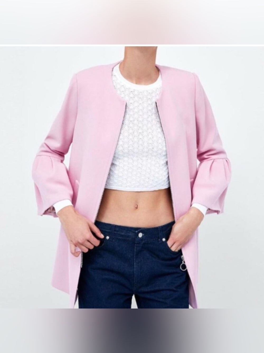 Zara Light Pink Open-Front Trench Coat size s